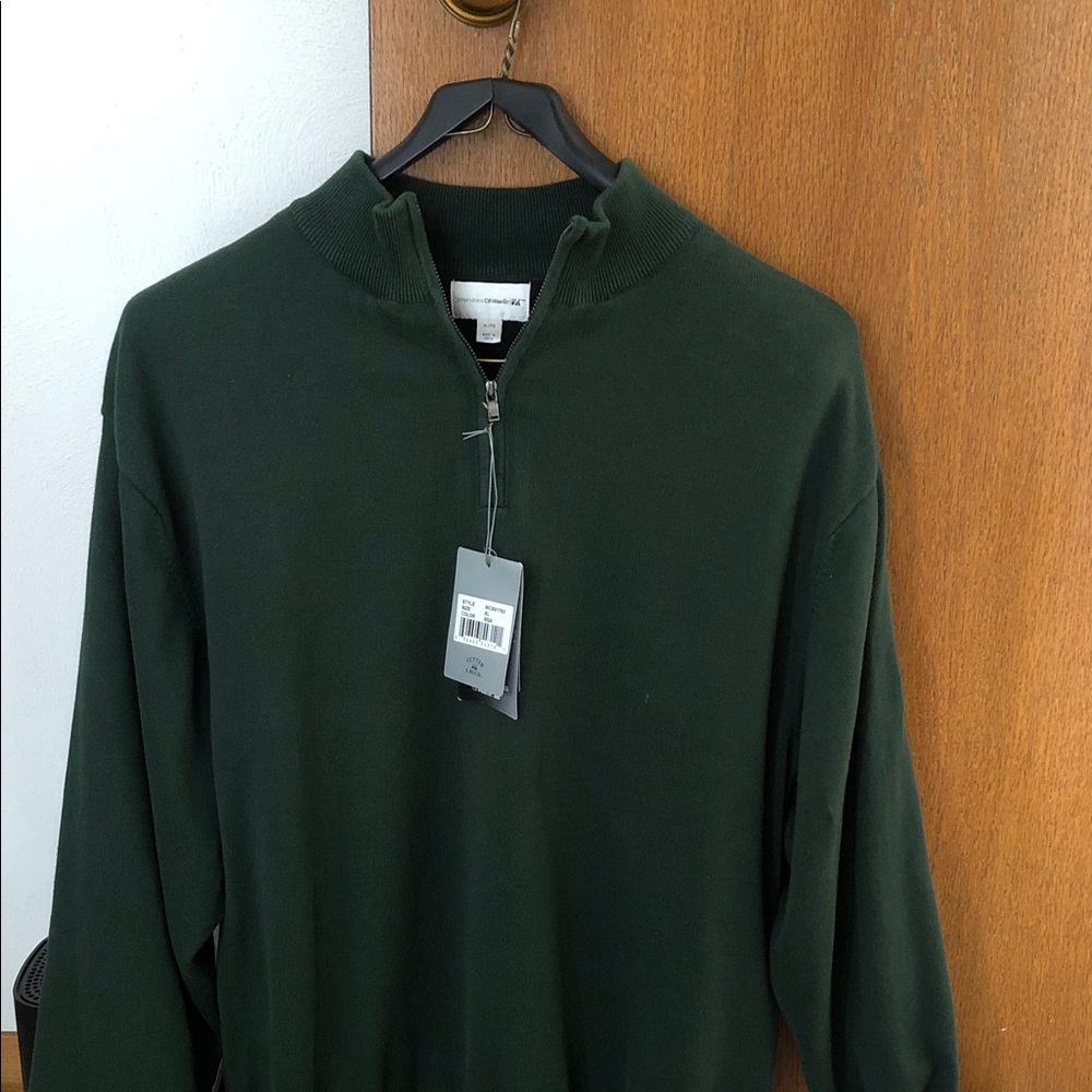 Cutter & Buck Men's Dark Green Half-Zip Sweater